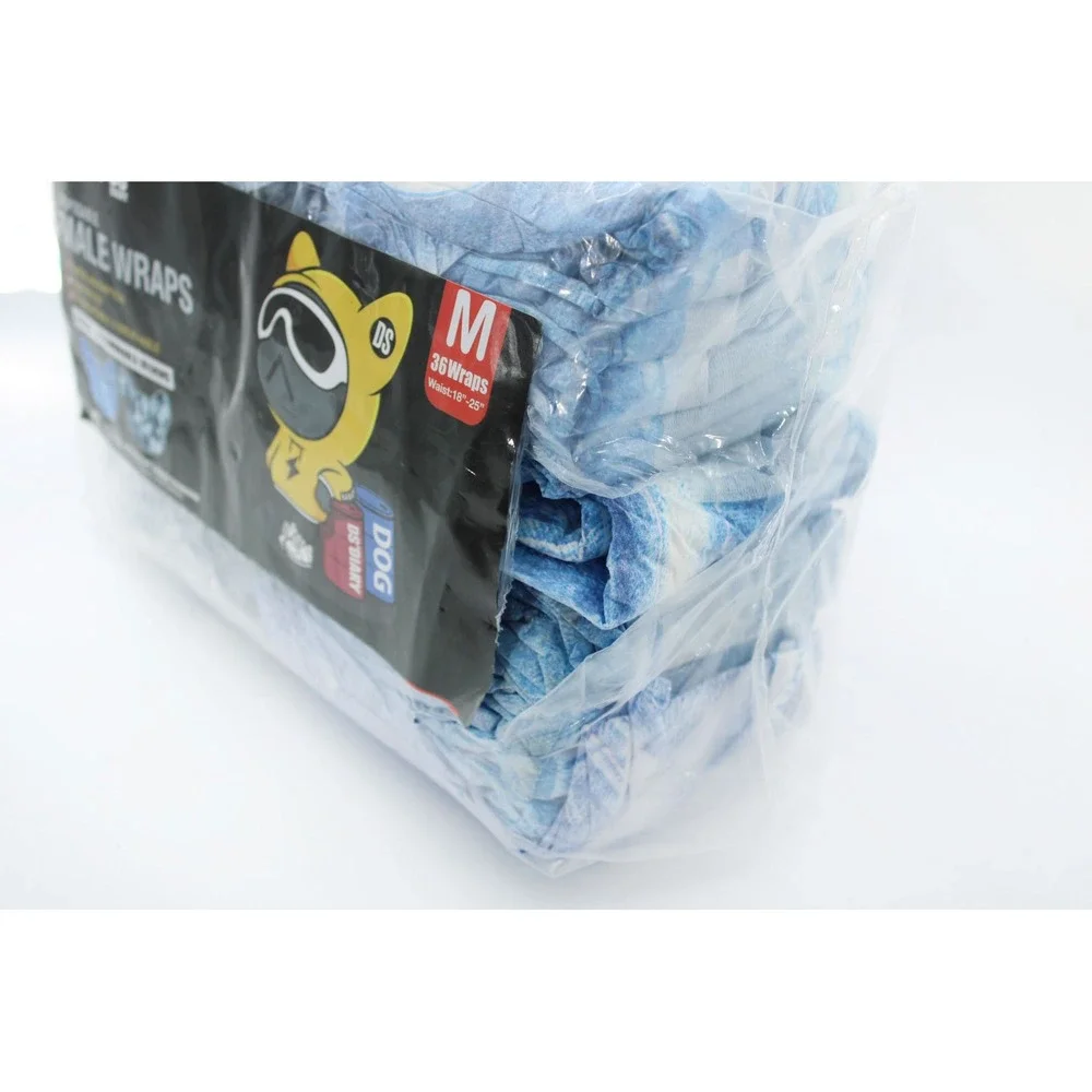 Dono x DS Diary Disposable Male Dog Wraps 36 Count Blue Denim Camo 18-25in
